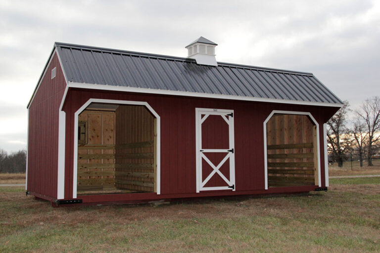 Horse Barns: Red with white trim