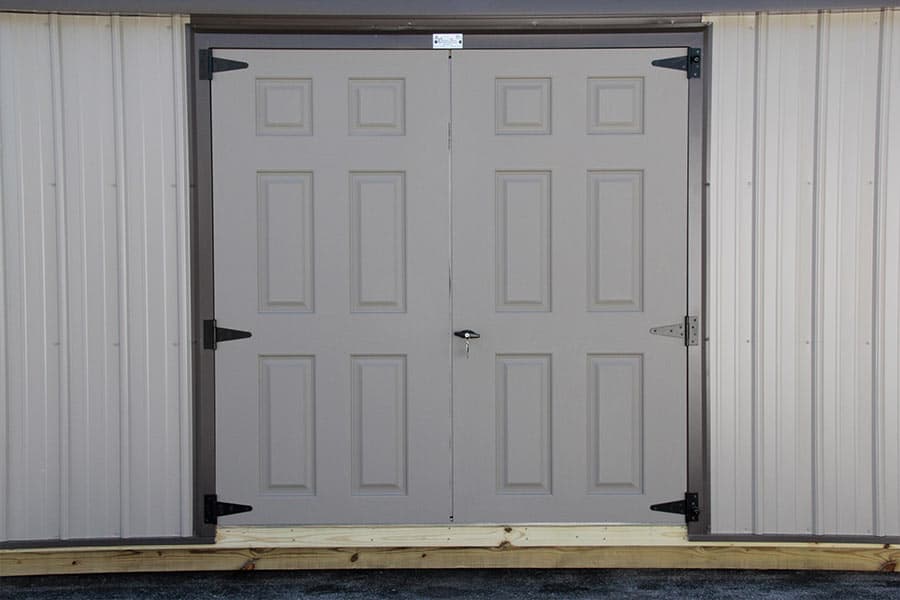 double doors on a storage building