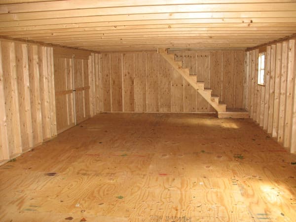 two story shed interior